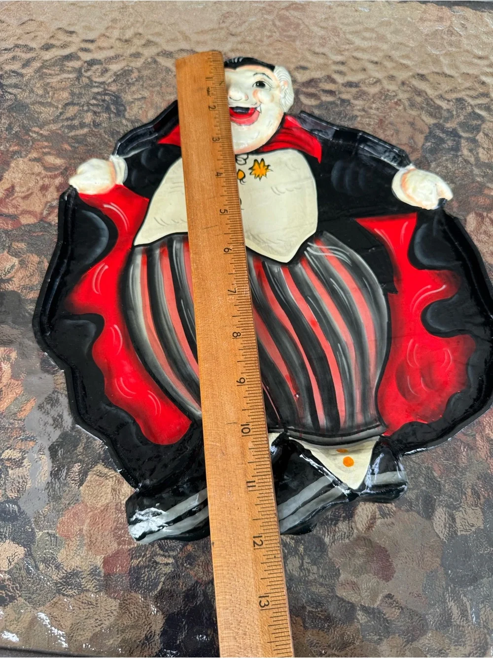 Fitz and Floyd Halloween Vintage Dracula Vampire Rare Holiday Tray Paper Mache